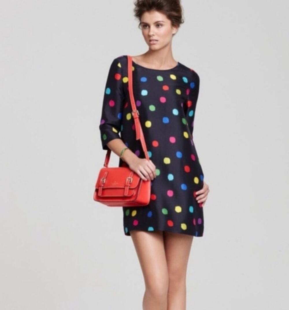 Kate Spade 100% Silk Belina Polka Dot Shift Dress